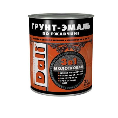 Грунт-эмаль по ржавчине 3 в 1 молотковая, алкидная, бронзовая, 2 л, Dali