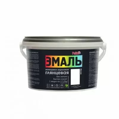 Эмаль акриловая глянцевая "Palizh", белая База А, 12 кг