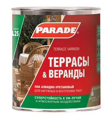 Лак алкидно-уретановый PARADE L25 Террасы & Веранды, 0,75 л